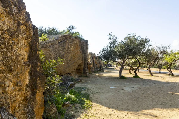 Byzantijnse Vroeg Christelijke Necropolis Vallei Van Tempels Agrigento Sicilië — Stockfoto