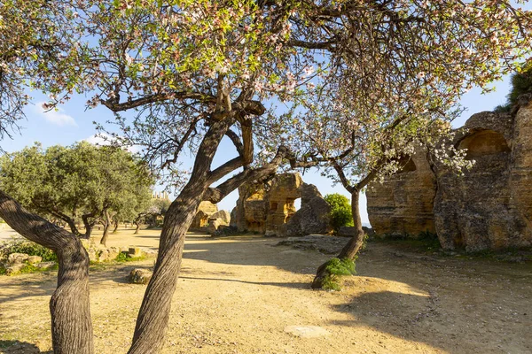 Byzantská Raně Křesťanská Nekropole Údolí Chrámů Agrigentu Sicílie — Stock fotografie
