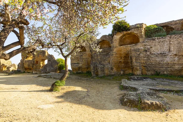 Byzantine Early Christian Necropolis Valley Temples Agrigento Sicily — 스톡 사진