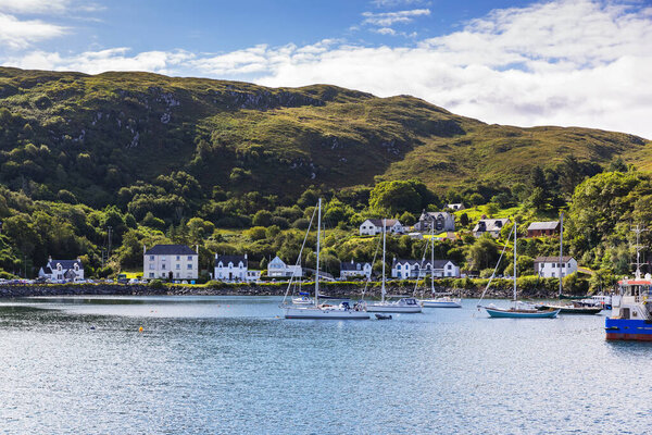 View of the harbor in Mallaig, Scotland