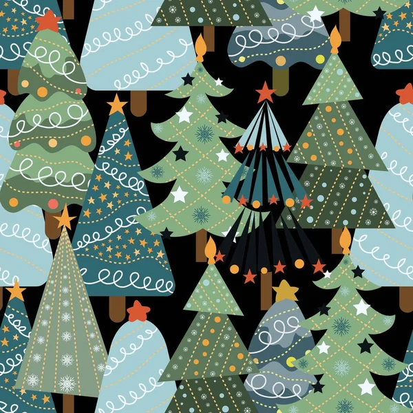 Árboles Navidad Decoraciones Árboles Navidad Año Nuevo Diseño Tela Embalaje — Archivo Imágenes Vectoriales