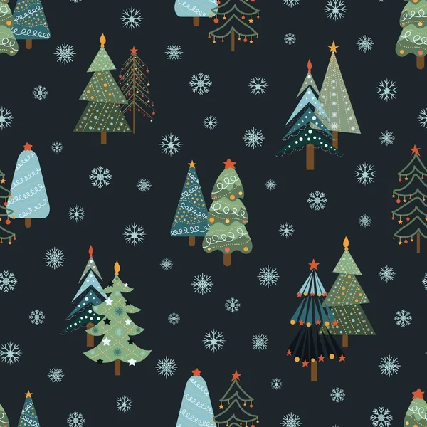 Vánoční Stromky Vánoční Ozdoby Nový Rok Design Tkaniny Balení Dárkový — Stockový vektor