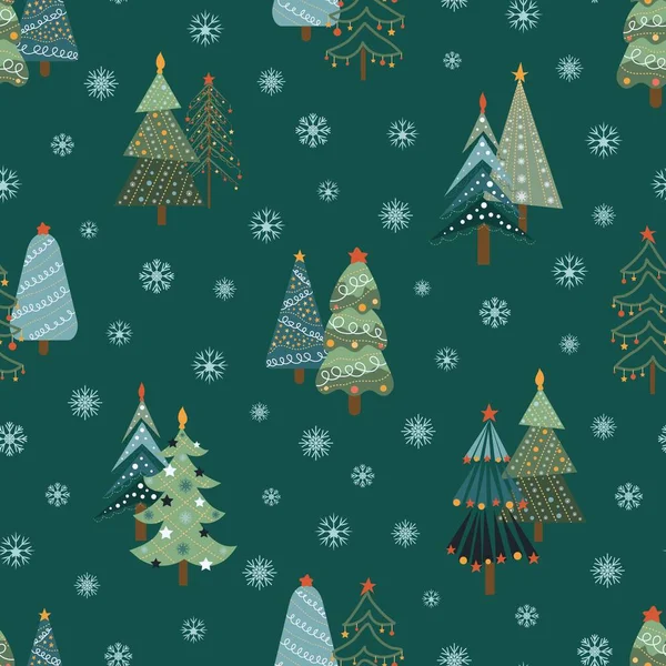 Vánoční Stromky Vánoční Ozdoby Nový Rok Design Tkaniny Balení Dárkový — Stockový vektor