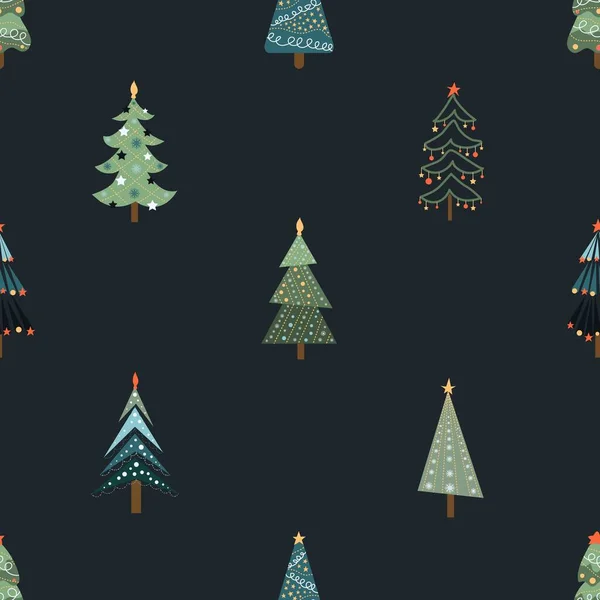 Copaci Crăciun Decorațiuni Pom Crăciun Design Anul Nou Țesături Ambalaje — Vector de stoc