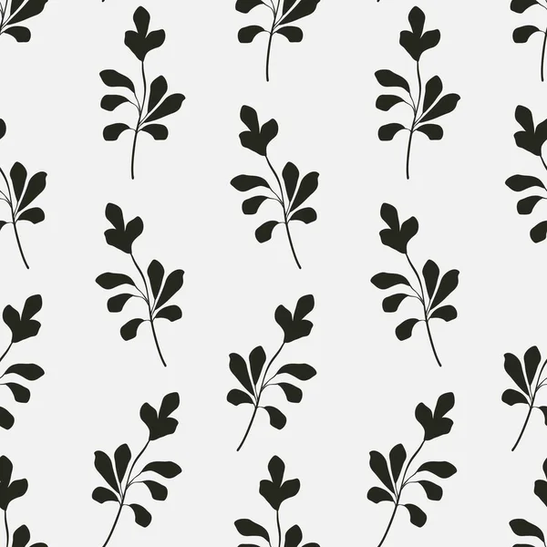 Simple Motif Botanique Sans Couture Silhouettes Feuilles Tropicales Conception Monochrome — Image vectorielle