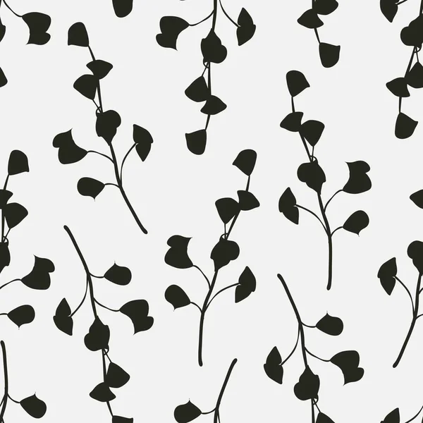 Простой Ботанический Бесшовный Рисунок Силуэты Тропических Листьев Минималистичный Монохромный Дизайн — стоковый вектор