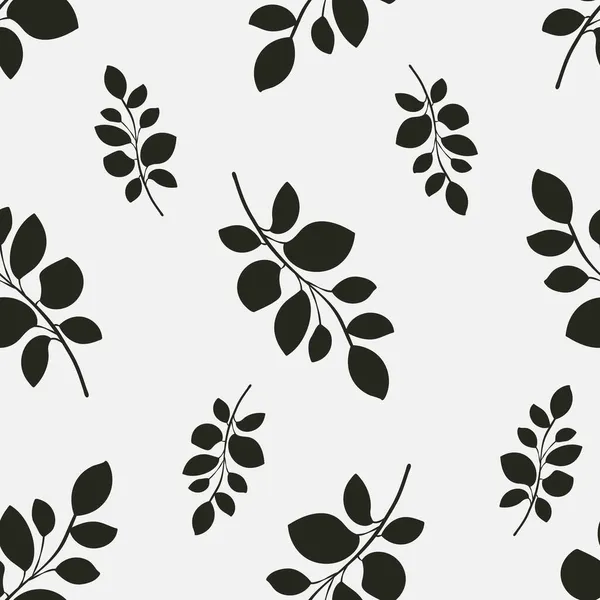 Simple Motif Botanique Sans Couture Silhouettes Feuilles Tropicales Conception Monochrome — Image vectorielle