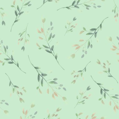 Bahar yaprakları. Suluboya tarzında kusursuz bir desen. Kumaş, duvar kağıdı, kartpostallar için arka plan.