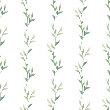 Bahar yaprakları. Suluboya tarzında kusursuz bir desen. Kumaş, duvar kağıdı, kartpostallar için arka plan.