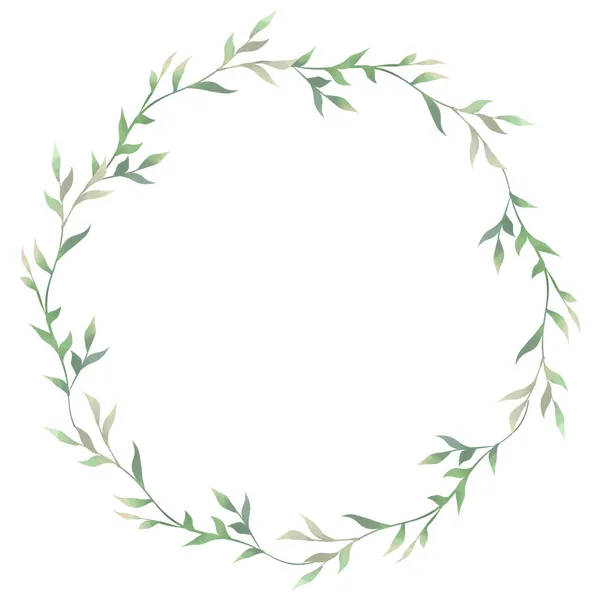 Watercolor Wreath Spring Foliage Beautiful Isolated Clipart Element Design — Stock Photo, Image