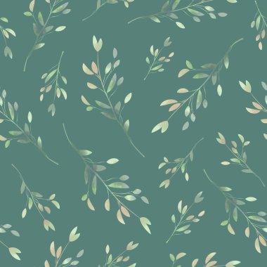 Bahar yaprakları. Suluboya tarzında kusursuz bir desen. Kumaş, duvar kağıdı, kartpostallar için arka plan.