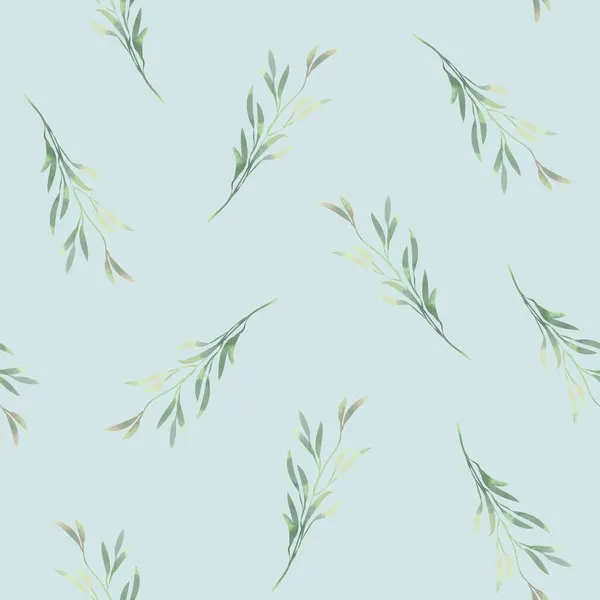 Spring foliage. Seamless pattern in a watercolor style. Background for fabric, wallpaper, postcards.