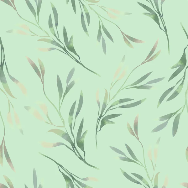 Jarní Listí Bezešvé Vzor Akvarel Stylu Pozadí Pro Tkaniny Tapety — Stock fotografie