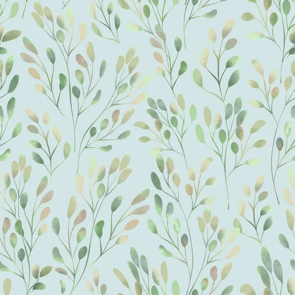 Jarní Listí Bezešvé Vzor Akvarel Stylu Pozadí Pro Tkaniny Tapety — Stock fotografie