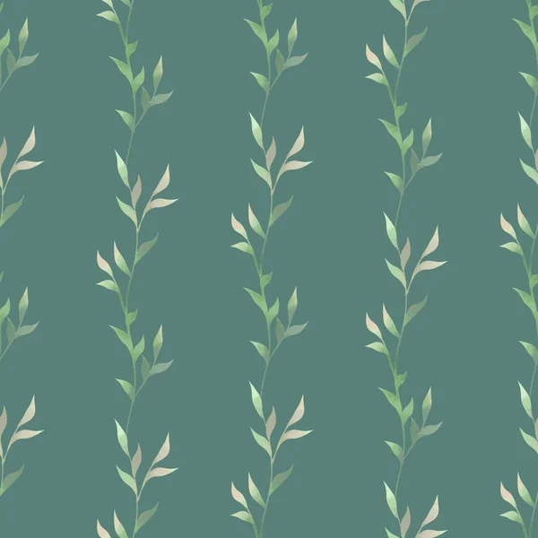 Spring Foliage Seamless Pattern Watercolor Style Background Fabric Wallpaper Postcards — Stock Photo, Image