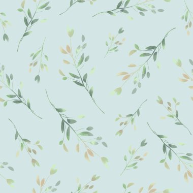 Bahar yaprakları. Suluboya tarzında kusursuz bir desen. Kumaş, duvar kağıdı, kartpostallar için arka plan.