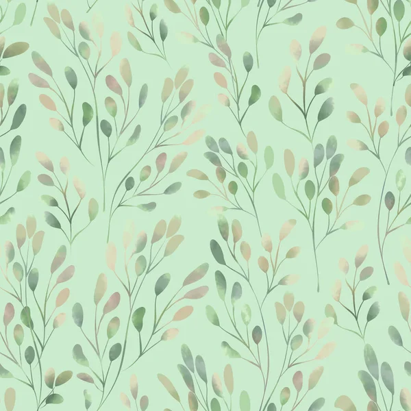 Spring Foliage Seamless Pattern Watercolor Style Background Fabric Wallpaper Postcards — Stock Photo, Image