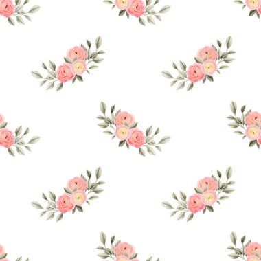 Bahar çiçekleri pürüzsüz desen. Botanik geçmişi. Pembe ve beyaz kır çiçeklerinin düzenlenmesi.
