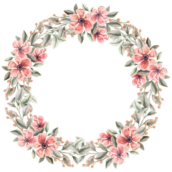 Spring Flowers Wreath Isolated Clip Art Element Design Invitations Cards — Φωτογραφία Αρχείου