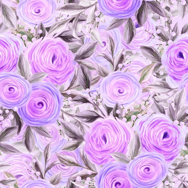 春花无缝花型 植物学背景 粉红色和白色野花的排列 — 图库照片