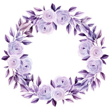 Bahar çiçeği çelengi. Davetiyelerin ve kartların tasarımı için izole edilmiş klipsli sanat öğesi. Pembe ve beyaz kır çiçeklerinin çelenk şeklinde düzenlenmesi.