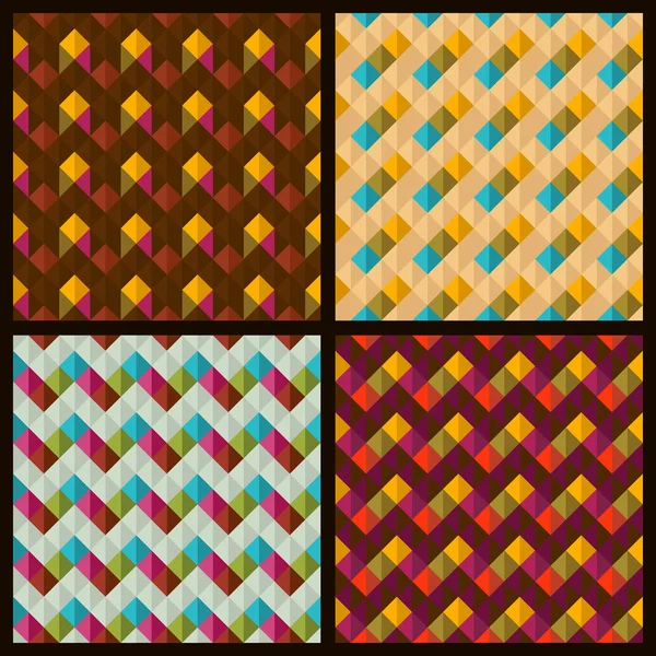 Ensemble de motifs avec losanges et zigzags — Image vectorielle