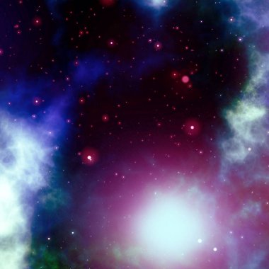 Nebula, uzayın derinliklerinde bir yıldız kümesi. Bilim kurgu sanatı.