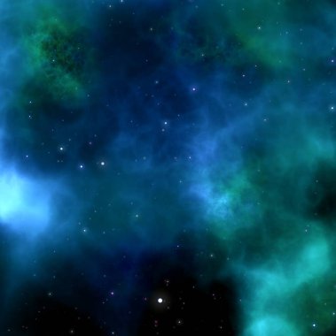 Nebula, uzayın derinliklerinde bir yıldız kümesi. Bilim kurgu sanatı.