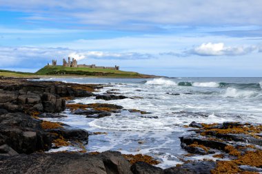 View of Dunstanburgh Castle at Craster Northumberland clipart