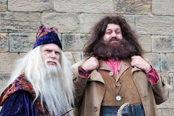 Хагрид и Дамблдор выступают в замке Алнвик — стоковое фото