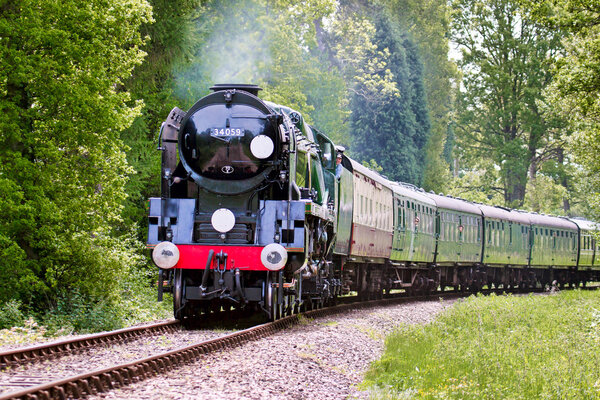 Rebuilt Bulleid Light Pacific No. 34059 steam locomotive