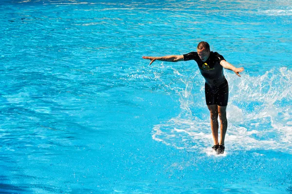 Man walking on water — Stock Photo, Image