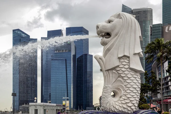 Merlion fontanna w Singapurze — Zdjęcie stockowe