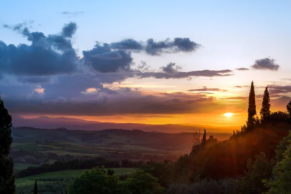 Puesta del sol Val d 'Orcia Toscana —  Fotos de Stock