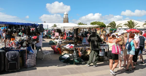 Various items for sale at a market in Lanzarote — Stock Photo, Image