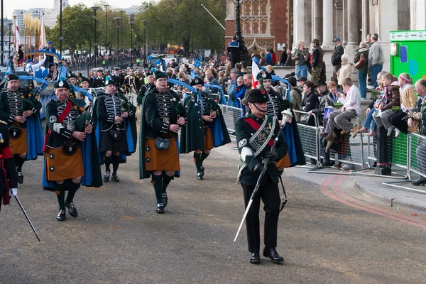 Irlandzki dudziarzy paradować w lord mayor's Pokaż Londyn — Zdjęcie stockowe