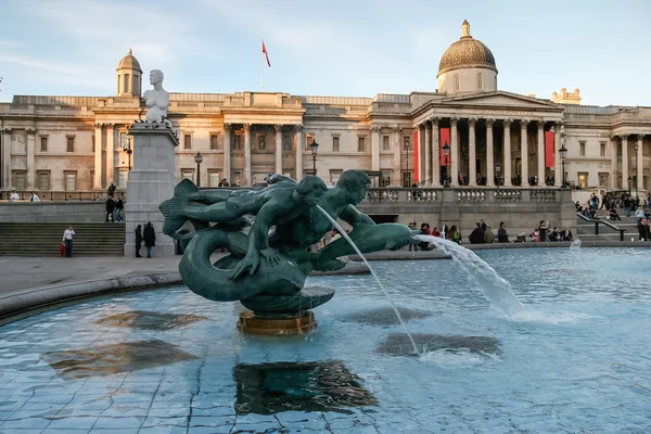 Tritons and dolphin fountain Trafalgar Square — Stock Photo, Image