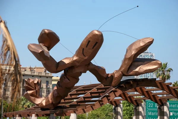 Wooden sculpture of a lobster in Barcelona — Stock Photo, Image