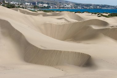 maspalomas gran canaria yakınındaki kum tepeleri görünümü