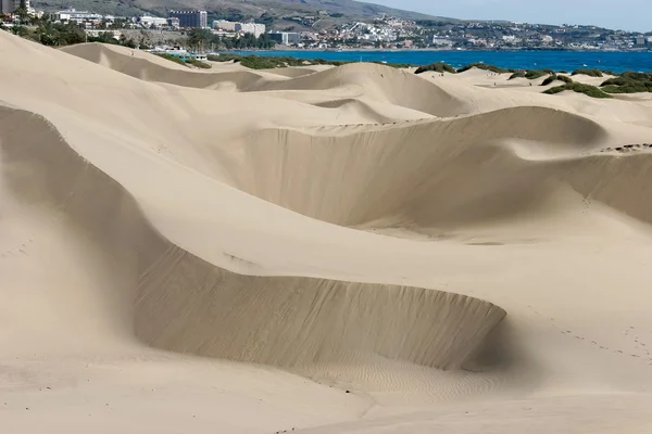 Pohled na písečných dun v maspalomas na ostrově gran canaria — Stock fotografie
