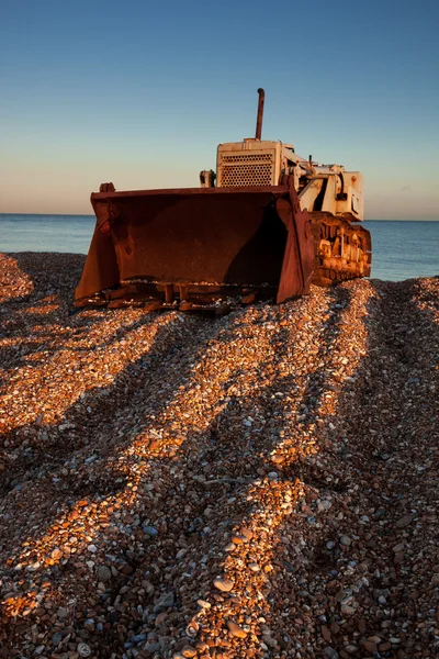 Buldózer dungeness beach — Stock Fotó