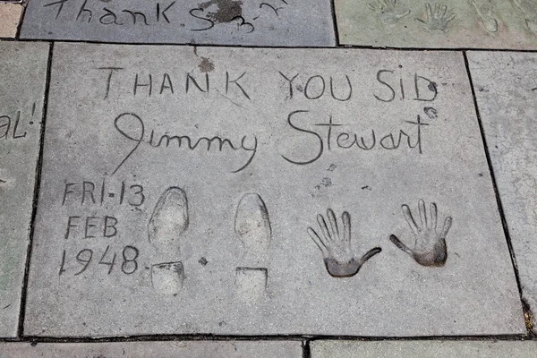 Jimmy Stewart signature and handprints Hollywood — Stock Photo, Image