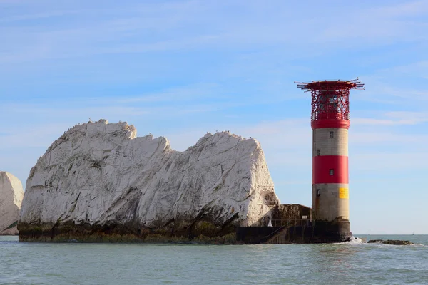 Pohled na jehly maják isle of wight — Stock fotografie