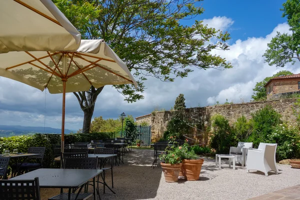 Vista de um restaurante em Pienza — Fotografia de Stock