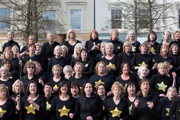 CARDIFF Storbritannia mars 2014 - The Rock Choir supporting Sport Relief d – stockfoto