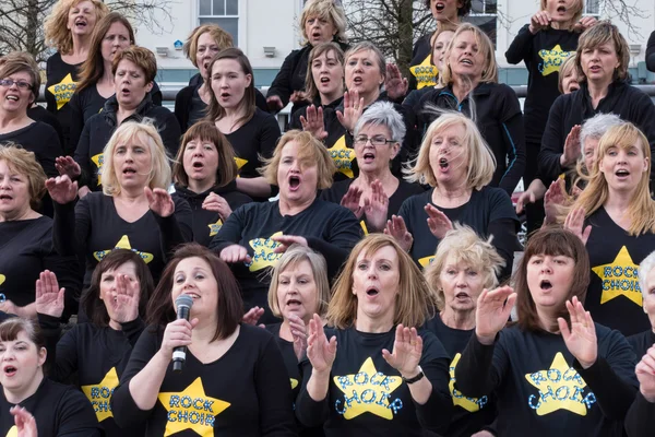 CARDIFF UK March 2014 - The Rock Choir supporting Sport Relief d — Stock Photo, Image
