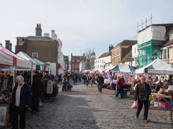 Vista do mercado de rua em Faversham — Fotografia de Stock