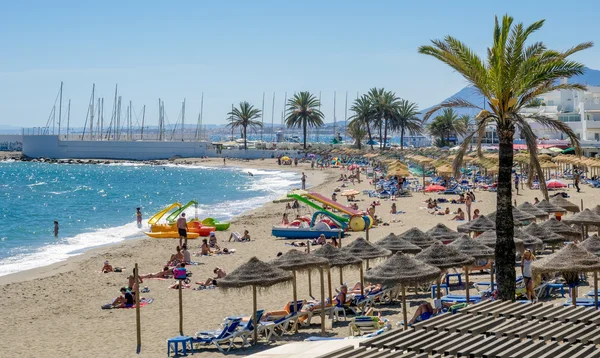 Vista da praia em Marbella — Fotografia de Stock