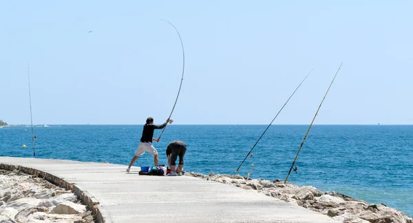 Fishing at Cabo Pino. Malaga Province Andalucía Spain — Stockfoto