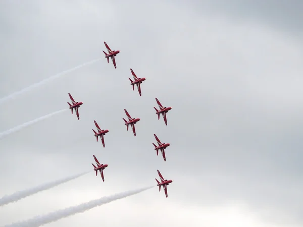 Red Arrows display team 50th anniversary at Biggin Hill airport — Stock Photo, Image